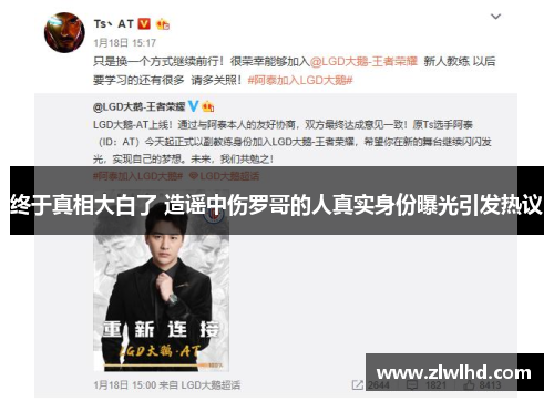 终于真相大白了 造谣中伤罗哥的人真实身份曝光引发热议